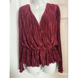 Sage the Label Burgundy Peplum Top Size Small